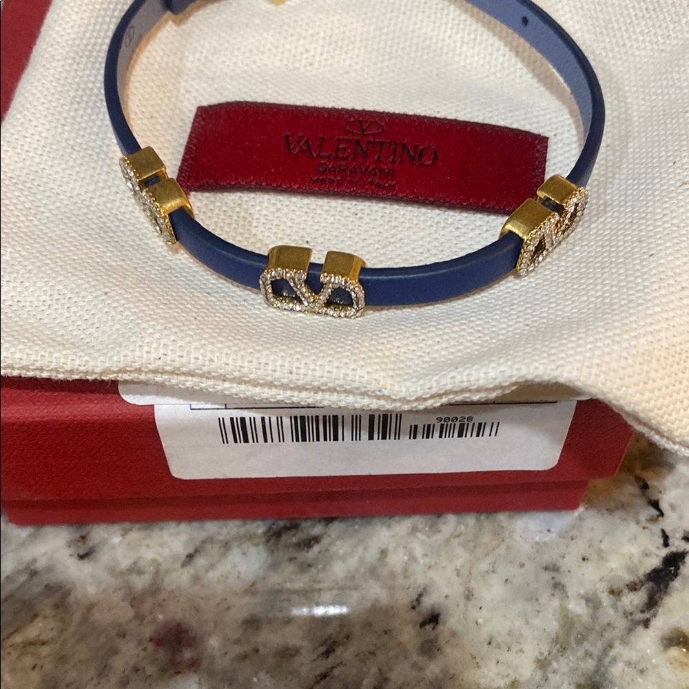 Valentino Garavani Blue and Gold Charm Bracelet